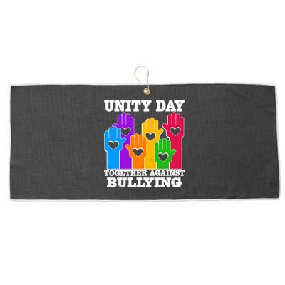 Retro Unity Day Together Against Bullying Raised Hands Large Microfiber Waffle Golf Towel