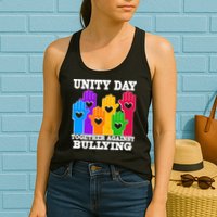 Retro Unity Day Together Against Bullying Raised Hands Womens Tank Top