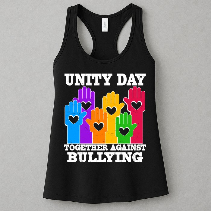 Retro Unity Day Together Against Bullying Raised Hands Womens Tank Top