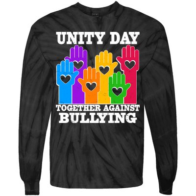 Retro Unity Day Together Against Bullying Raised Hands Tie-Dye Long Sleeve Shirt