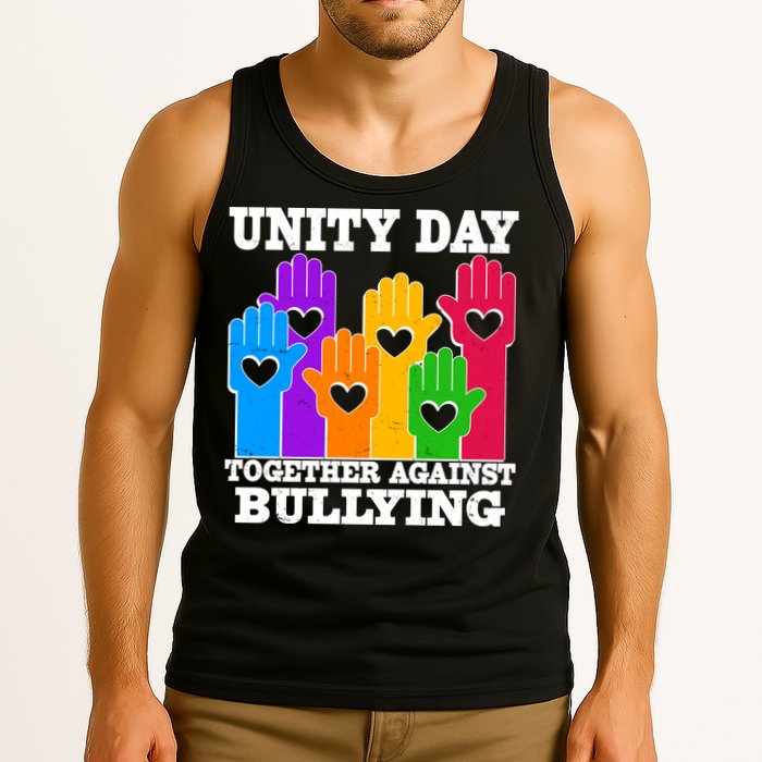 Retro Unity Day Together Against Bullying Raised Hands Tank Top