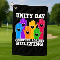 Retro Unity Day Together Against Bullying Raised Hands Golf Towel