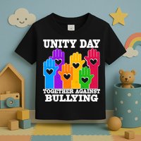 Retro Unity Day Together Against Bullying Raised Hands Toddler T-Shirt