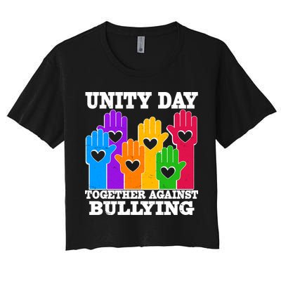 Retro Unity Day Together Against Bullying Raised Hands Crop Top