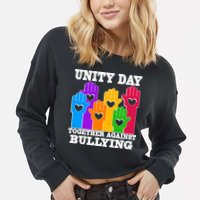 Retro Unity Day Together Against Bullying Raised Hands Cropped Pullover Crew