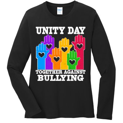 Retro Unity Day Together Against Bullying Raised Hands Ladies Long Sleeve Shirt