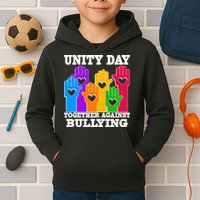 Retro Unity Day Together Against Bullying Raised Hands Kids Hoodie