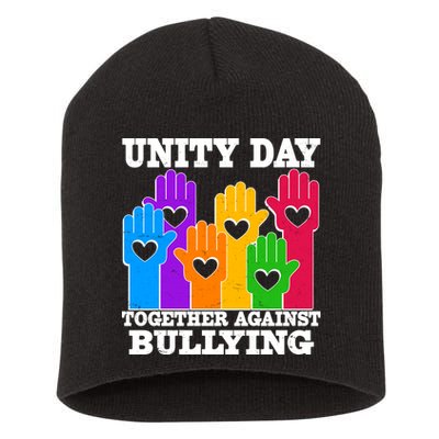 Retro Unity Day Together Against Bullying Raised Hands Short Acrylic Beanie