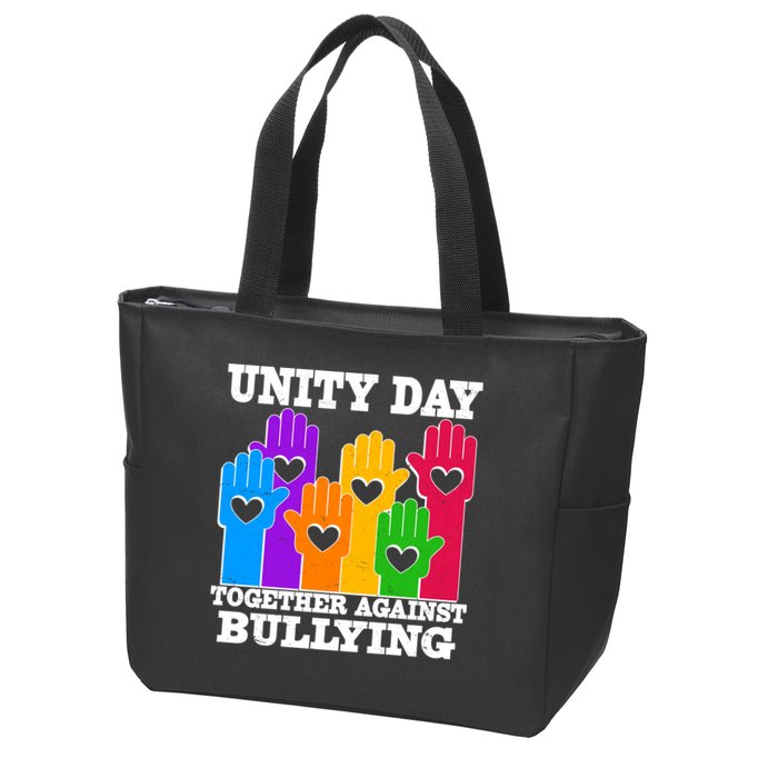 Retro Unity Day Together Against Bullying Raised Hands Zip Tote Bag