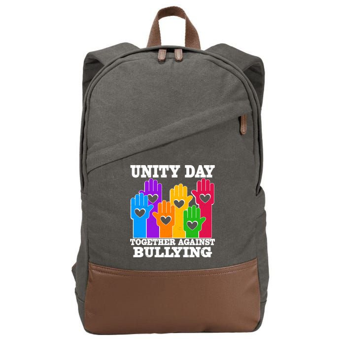 Retro Unity Day Together Against Bullying Raised Hands Cotton Canvas Backpack