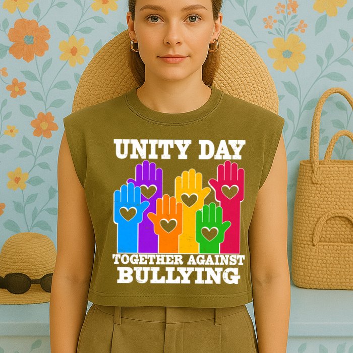 Retro Unity Day Together Against Bullying Raised Hands Garment-Dyed Women's Muscle Tee