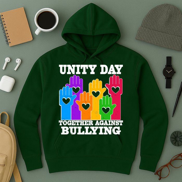 Retro Unity Day Together Against Bullying Raised Hands Hoodie