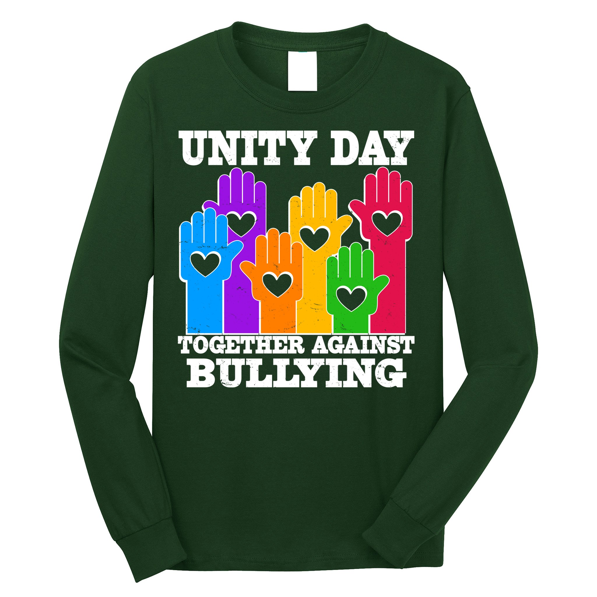 Retro Unity Day Together Against Bullying Raised Hands Long Sleeve Shirt