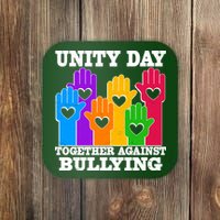 Retro Unity Day Together Against Bullying Raised Hands Coaster