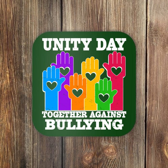 Retro Unity Day Together Against Bullying Raised Hands Coaster