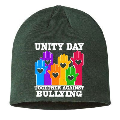 Retro Unity Day Together Against Bullying Raised Hands Sustainable Beanie