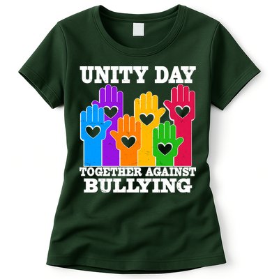 Retro Unity Day Together Against Bullying Raised Hands Womens T-Shirt