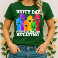 Retro Unity Day Together Against Bullying Raised Hands Womens T-Shirt