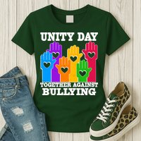 Retro Unity Day Together Against Bullying Raised Hands Womens T-Shirt