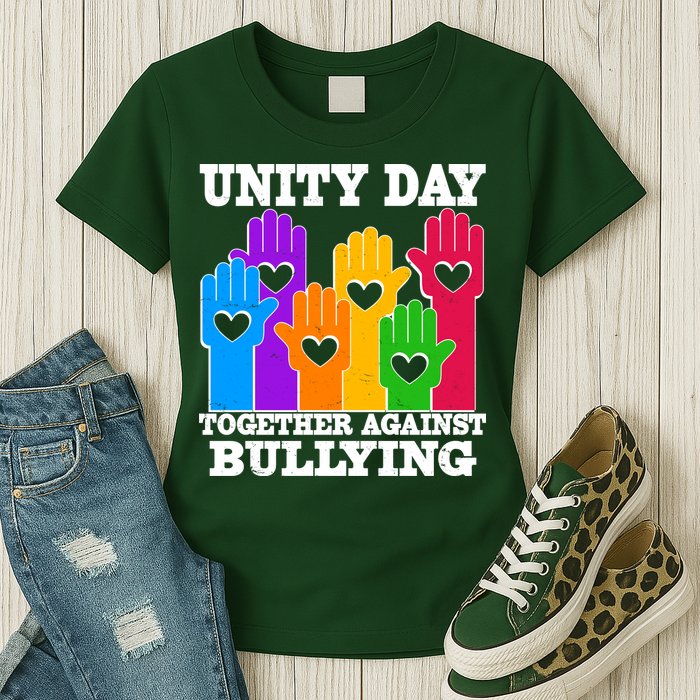 Retro Unity Day Together Against Bullying Raised Hands Womens T-Shirt