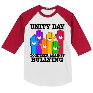 Retro Unity Day Together Against Bullying Raised Hands Kids Colorblock Raglan Jersey