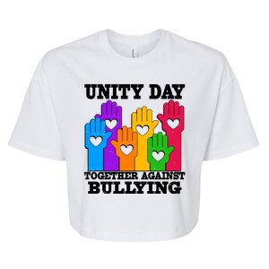 Retro Unity Day Together Against Bullying Raised Hands Bella+Canvas Jersey Crop Tee