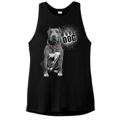 Rude Dog Pitbull Lover Ladies PosiCharge Tri-Blend Wicking Tank