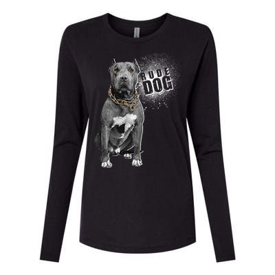 Rude Dog Pitbull Lover Womens Cotton Relaxed Long Sleeve T-Shirt