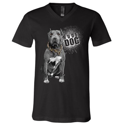 Rude Dog Pitbull Lover V-Neck T-Shirt