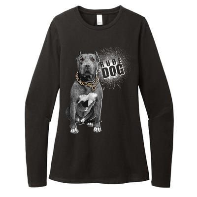 Rude Dog Pitbull Lover Womens CVC Long Sleeve Shirt