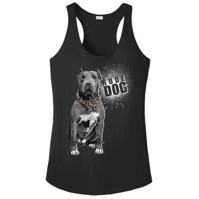 Rude Dog Pitbull Lover Ladies PosiCharge Competitor Racerback Tank