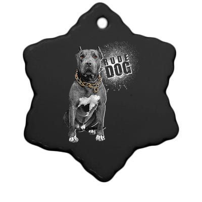 Rude Dog Pitbull Lover Ceramic Star Ornament