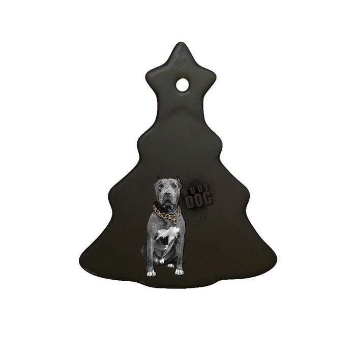 Rude Dog Pitbull Lover Ceramic Tree Ornament