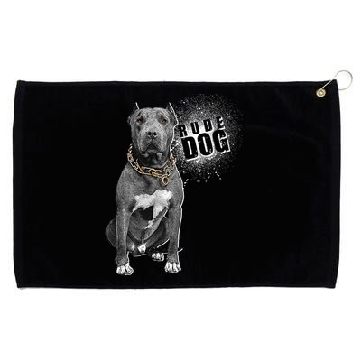 Rude Dog Pitbull Lover Grommeted Golf Towel