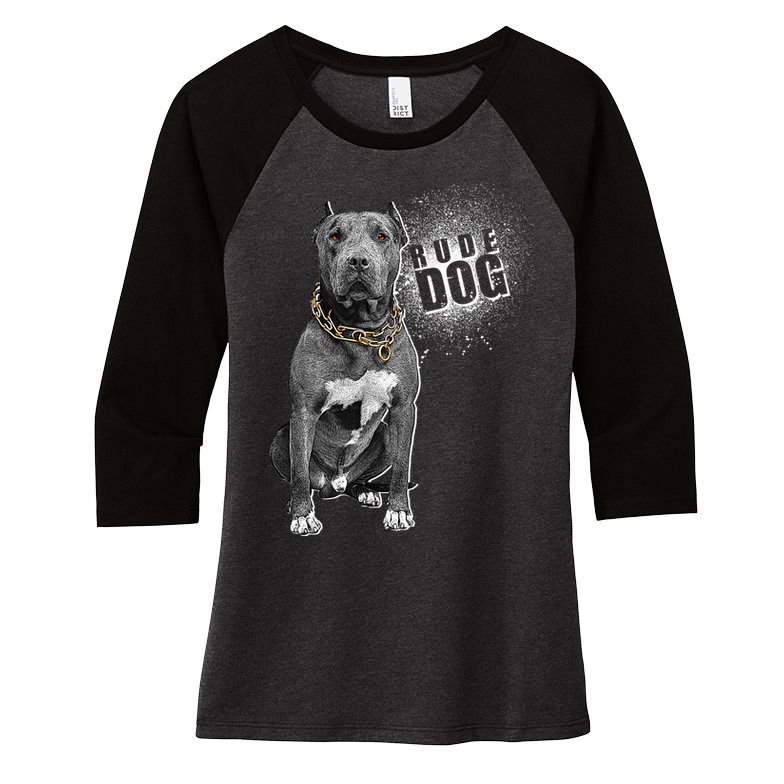 Rude Dog Pitbull Lover Women's Tri-Blend 3/4-Sleeve Raglan Shirt