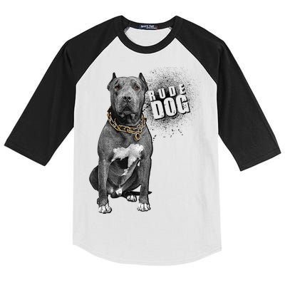 Rude Dog Pitbull Lover Kids Colorblock Raglan Jersey