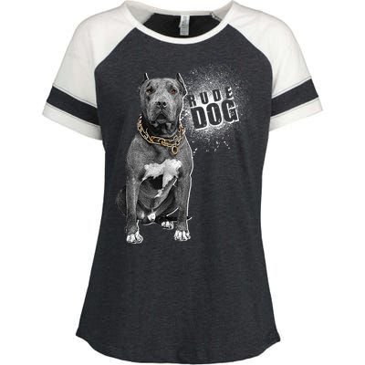 Rude Dog Pitbull Lover Enza Ladies Jersey Colorblock Tee