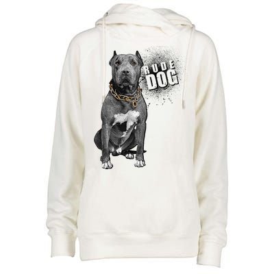 Rude Dog Pitbull Lover Womens Funnel Neck Pullover Hood