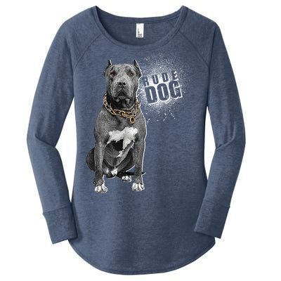 Rude Dog Pitbull Lover Women's Perfect Tri Tunic Long Sleeve Shirt