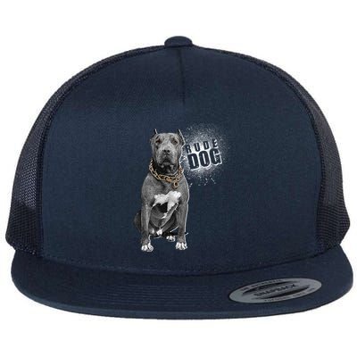 Rude Dog Pitbull Lover Flat Bill Trucker Hat