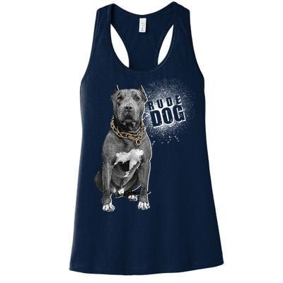 Rude Dog Pitbull Lover Women's Racerback Tank