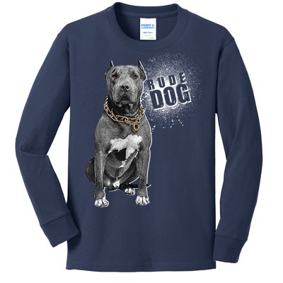 Rude Dog Pitbull Lover Kids Long Sleeve Shirt