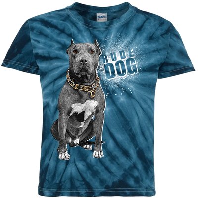 Rude Dog Pitbull Lover Kids Tie-Dye T-Shirt