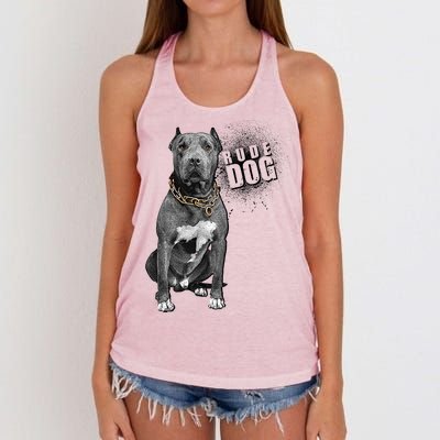 Rude Dog Pitbull Lover Women's Knotted Racerback Tank