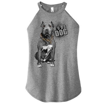 Rude Dog Pitbull Lover Women's Perfect Tri Rocker Tank