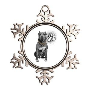 Rude Dog Pitbull Lover Metallic Star Ornament