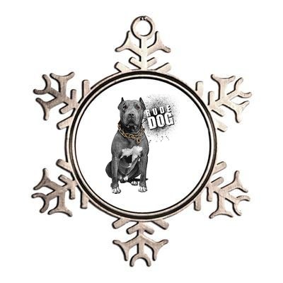 Rude Dog Pitbull Lover Metallic Star Ornament