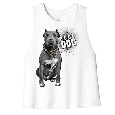 Rude Dog Pitbull Lover Women's Racerback Cropped Tank