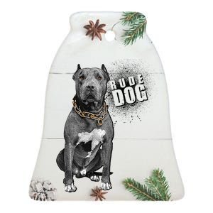 Rude Dog Pitbull Lover Ceramic Bell Ornament