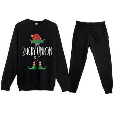 Rugby Union Elf Family Matching Pajamas Group Christmas Gift Premium Crewneck Sweatsuit Set